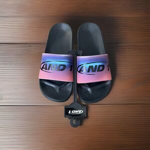 AND1 Slides Mens Flip Flops Black Multicolor Size 12